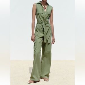 Zara Green Sleeveless Jumpsuit